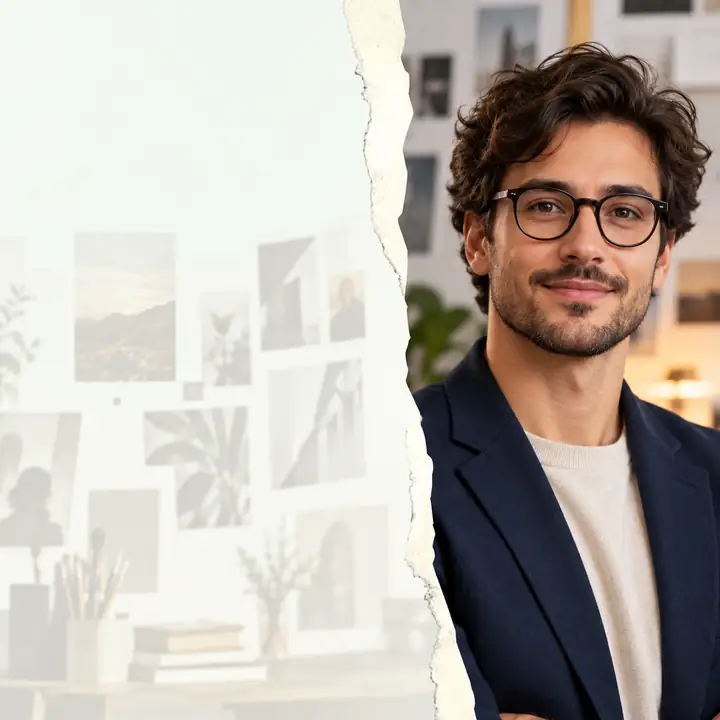Un tutoriel de portrait professionnel montrant une image de profil créative et soignée.
