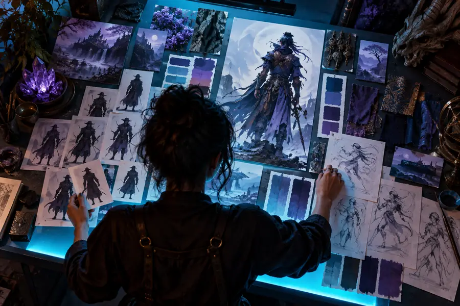 Elemento visual de la página del flujo de trabajo que muestra una dirección creativa inicial